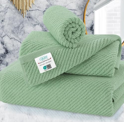 VOOVA & MOVAS 3PC Towel Set, 100% Cotton, Mint Green | 1 Large Bath 30x56 In, 1 Hand 18x28 In, 1 Wash Cloth 13x13 In, Quick Dry, Soft, Thick, Bathroom Essentials - color: Mint Green, size: 3 PC Bathroom Towel Set