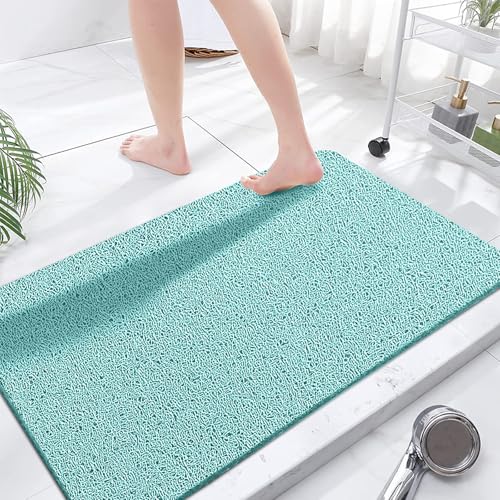 godehone Shower Mats Non Slip Without Suction Cups, PVC Loofah Bathroom Mats, Loofah Mats for Shower and Bathroom, Quick Drying, 23.6× 47.2 Inch, Light Green - color: Light Green, size: 47.2" x 23.6" (Rectangular)