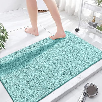 godehone Shower Mats Non Slip Without Suction Cups, PVC Loofah Bathroom Mats, Loofah Mats for Shower and Bathroom, Quick Drying, 23.6× 47.2 Inch, Light Green - color: Light Green, size: 47.2" x 23.6" (Rectangular)