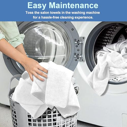 24 Pack Hand Towels Set - Highly Absorbent and Quick Drying Microfiber Gym Towels, Premium Wash Cloths for Bathroom, Salon, Gym, Shower, Hotel, and Spa - 16x27 inch (White) | Quick Drying Premium Wash Cloths for Bathroom, Salon, Gym, Shower, Hotel, and Sp