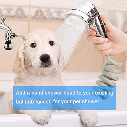 Sink Faucet Sprayer Attachment,Sink Shower Sprayer Attachment Set To Tub Faucet,ON/OFF Shower Head with (5 adapters),Sink Extension Hose Sprayer for Laundry Bathroom Kitchen - color: Silver with 79" Hose