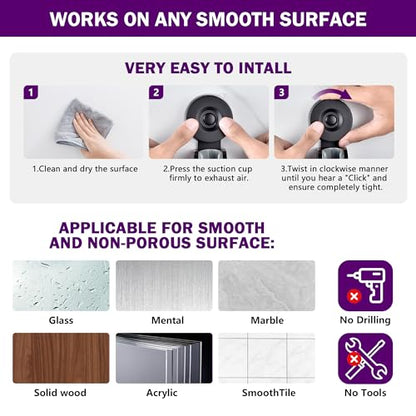 JOMOLA Adjustable Shower Head Holder with Suction Cup, Universal Handheld Shower Bracket for Different Wall, Matte Black Stainless Steel Relocatable Shower Caddy for Family - style: Matte Black