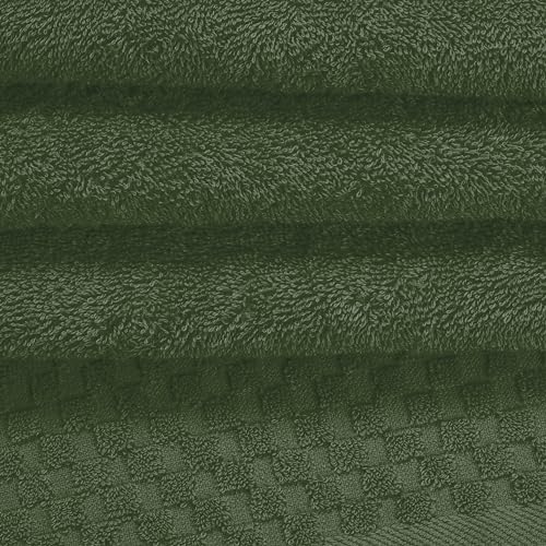 MyOwn Ultra Soft 3 Pack Cotton Towel Set, Contains a Bath Towels 28x55 inch, a Hand Towels 16x24 inch & a Wash Coths 12x12 inch, Ideal Everyday use, Compact & Lightweight - Olive Green - color: Olive Green, size: 3 Pack Set