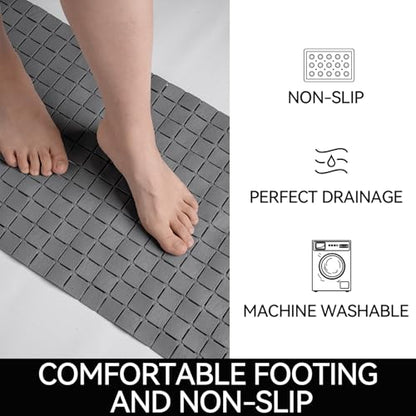 Hargiis Non-Slip Bathtub Mat, Anti Slip Shower Mat, Fast Drying Bathtub Mats, Foot Scrubber Mat, Anti Slip Mat for Tub, Floor, Bathroom, Kitchen, Home, Hotel (Gray 32"×15") - color: Gray