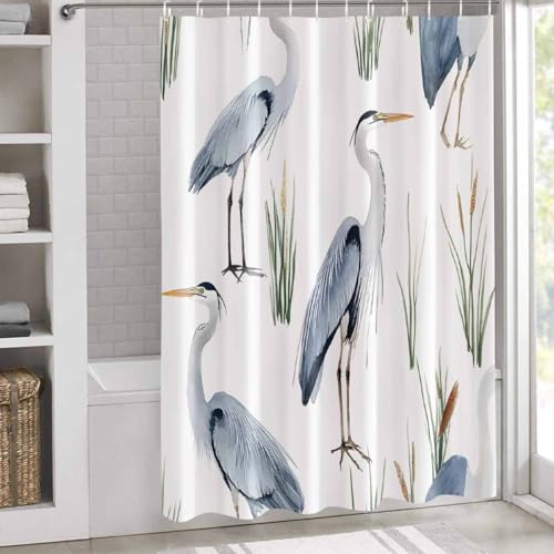 Teamery Shower Curtain, 72 x 72 Inches Shower Curtain Liner, Birds Heron in The Water Shower Curtains for Bathroom, Shower Stall & Bathtubs, Waterproof Polyester Fabric Shower Curtain Set - color: Birds Heron in the Watertmy6696, size: 72"W x 72"L (Pack o