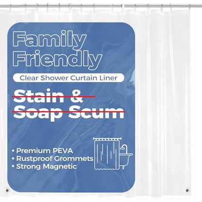 downluxe Clear Shower Curtain Liner with Magnets, Clear Shower Liner, 36" W x 72" L Lightweight Shower Curtains for Bathroom - color: Clear, size: 36"W x 72"L (Pack of 1)