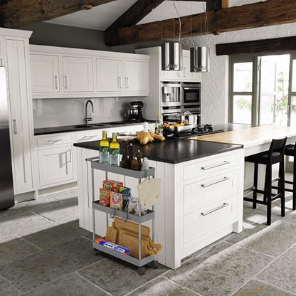Simple Houseware 3-Tier Slim Rolling Cart w/Handle 5.5" Wx27.5 H, Gray | Storage Cart for Narrow Space (5.5-Inch Wide) Kitchen, Bathroom, Laundry Room - color: Gray