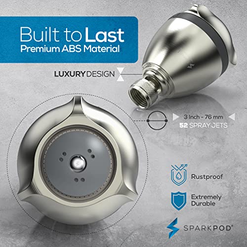 SparkPod High Pressure Shower Head, 3 Inch Fixed Showerhead, Brushed Nickel | Rain, Pulsating & Combo Modes, Helps Boosts Low Water Pressure, Anti-Clog Nozzles, Easy Install - color: Chrome
