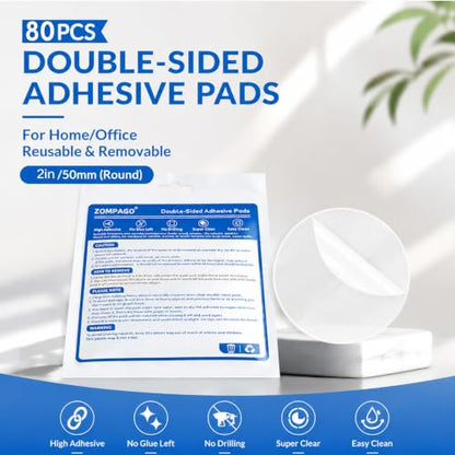 ZOMPAGO Heavy Duty Double Sided Mounting Circle Tape Picture Hanging 80PCS | Waterproof, strong high strength adhesion, removable no residue, shower applicable, durable wall mounting adhesive dots - size: 80PCS（Circle）