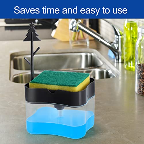 New 2026 Version Premium Quality Dish Soap Dispenser - Countertop Kitchen Soap Dispenser, Sink Dish Washing Soap Dispenser 13 Ounces (Sponge Included) - color: Gray