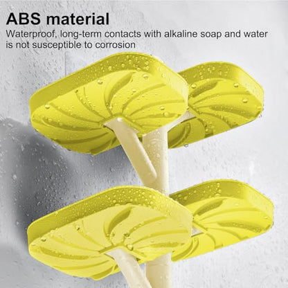 Soap Holder Four Layer Wall Mounted NO-Drilling Rotatable Self-draining Removable Soap Dish for Shower Bathroom Tray,Self Draining Sponge Holder,Razor Holder (Yellow/Ecru) - color: Yellow/Ecru