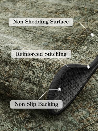 Moynesa Ultra-Thin Washable Teal Non Slip Bathroom Rug - 2x6 Laundry Room Mat, Machine Washable Non-Slip Pet Friendly Carpet Runner for Camper RV Foyer Kitchen Hallway - color: Dark Green, size: 2' x 6'
