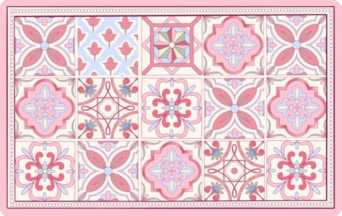 Boho Dish Drying Mat for Kitchen Counter - Super Absorbent Faux Leather Kitchen Mat, Quick Dry & Non-Slip Countertop Protector, Aesthetic Bohemian Decor for Coffee Bar (16"x21", Pink) - color: Pink, size: 16" x 21"