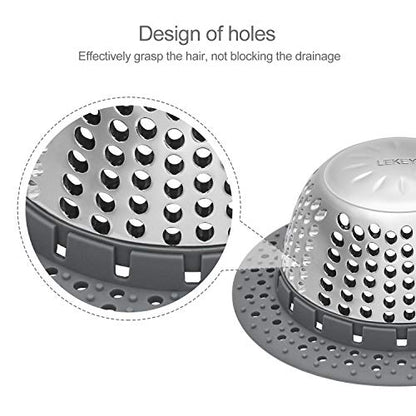 LEKEYE Drain Hair Catcher/Bathtub Drain Cover/Drain Protector for Pop-Up & Regular Drains(Patented Product) - color: Gray