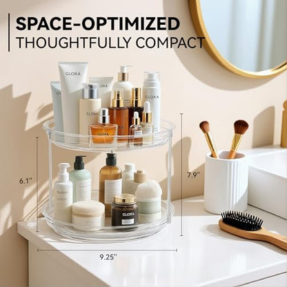 2 Tier Lazy Susan Turntable Organizer for Cabinet, 9.25'' Rotating Spice Rack Organization for Kitchen, Pantry, Bathroom, Vanity, Countertop, Medicine Storage, Seasoning Spice Organizer, 1 Pack - size: 1 PACK Clear