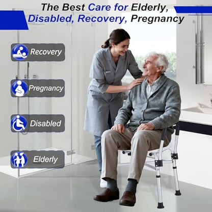 Shower Chair for Elderly and Disabled Inside Shower,Gray | 6-Height AdjustableShower Seat for Inside Tub,Shower Chair with Arms and Back 400 LB Heavy Duty - color: Gray