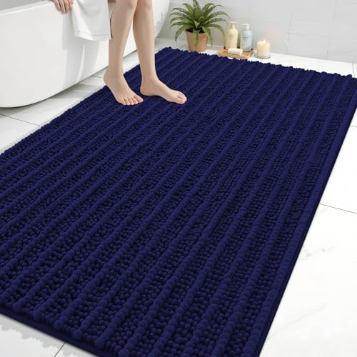 Arotive Bathroom Rugs Mat 70x46, Soft Absorbent Chenille Shaggy Bath Mat | Navy, Machine Wash Dry, Bath Rugs for Bathroom Floor, Tub and Shower, Home Decor Accessories - color: Navy, size: 70" X 46"