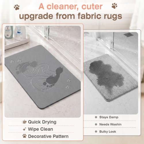 AWW Stone Bath Mat, Diatomaceous Earth, Swan Pattern | Quick-dry diatomaceous earth, One-piece stone mat, Non-slip underpad, Easy clean, animal pattern.