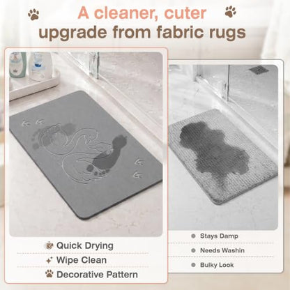 AWW Stone Bath Mat, Diatomaceous Earth, Swan Pattern | Quick-dry diatomaceous earth, One-piece stone mat, Non-slip underpad, Easy clean, animal pattern.