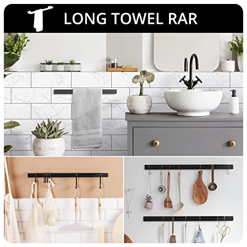 Fapully 4-Piece Bathroom Hardware Accessory Set Matte Black | with 24" Towel Bar Towel Ring Paper Holder Robe Hook - color: Matte Black, style: 4 Piece