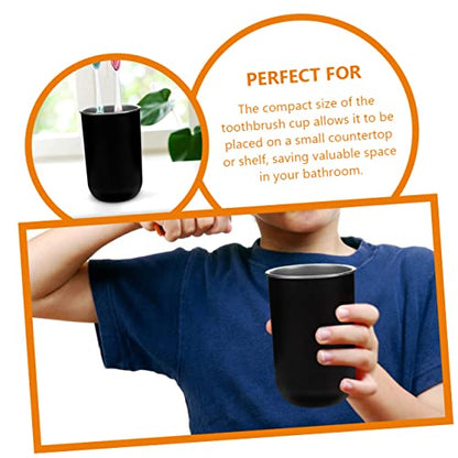 PRETYZOOM 2pcs Stainless Steel Bathroom Rinsing Cups Lightweight and Wear-Resistant Tooth Mugs Convenient Toothbrush Holders for Boy Girl Capacity Round Design White Black