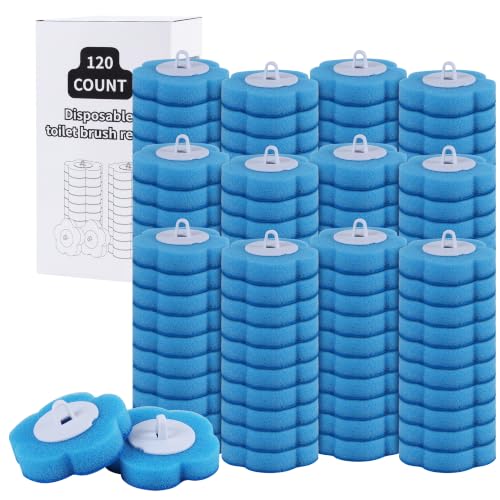 120 Count Disposable Toilet Brush Refills Pads for Most Toilet Wands | Prefilled Cleaning Deep-Scrubbing Toilet Pads, 3-Layer Sponge, For Bathroom Cleaning, Sinks, Tubs & Floor Drains - size: 120 refills