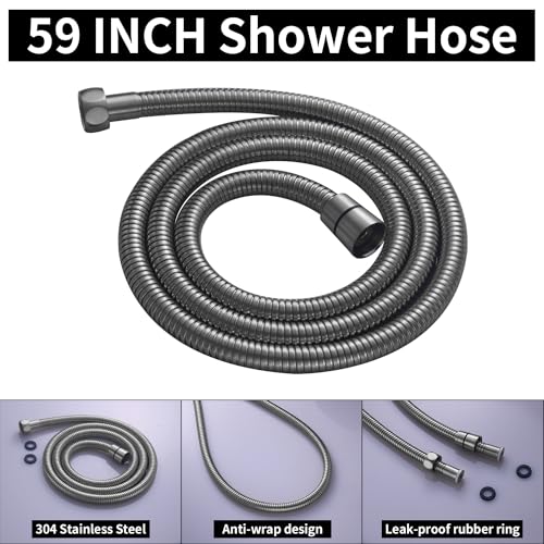AYIVG Brushed Nickel Finish Round Brass 2 In 1 Function High Pressure Handheld Shower Head Sprayer Hand Shower Wand with 59 Inch Hose For Bathroom Shower System - color: Brushed Nickel