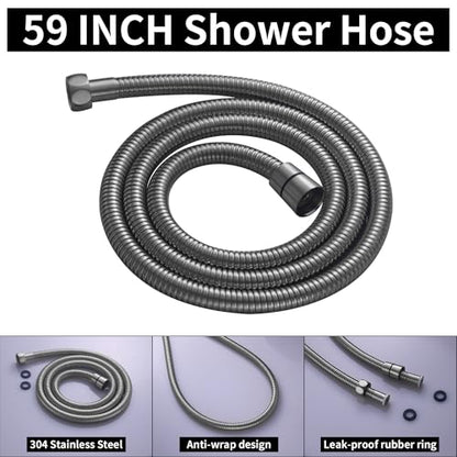 AYIVG Brushed Nickel Finish Round Brass 2 In 1 Function High Pressure Handheld Shower Head Sprayer Hand Shower Wand with 59 Inch Hose For Bathroom Shower System - color: Brushed Nickel