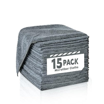 TEAWOO Microfiber Cleaning Cloths-15 Pack, Gray, Microfiber Towels | Cleaning Rags for Cars, Home(12x12 inches) - color: Dark Gray, size: 15P