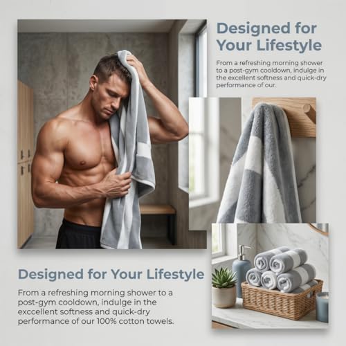 Premium 5-Piece Bath Towel Set | 100% Microfiber Ultra Soft & Quick Dry | Large Bath Towels, Hand Towels & Washcloths for Bathroom, Spa, Gym, | 1 Bath, 2 Hand, 2 Washcloths | Gray - color: Gray, size: 5 Pcs
