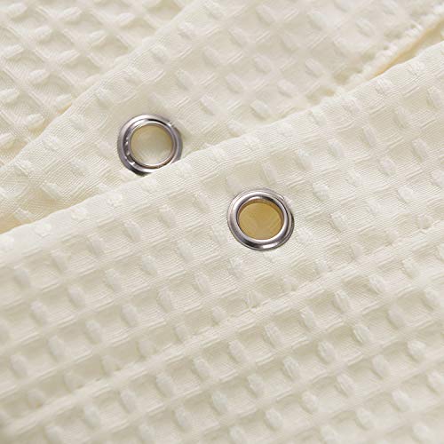 Barossa Design Waffle Weave Stall Shower Curtain Fabric 36 x 72 Inch, Cream | Hotel Luxury Spa, 230 GSM Thick Fabric, Water Repellent, Machine Washable, 36W x 72H for Small Stall - color: Cream, size: 36"W x 72"L (Pack of 1)