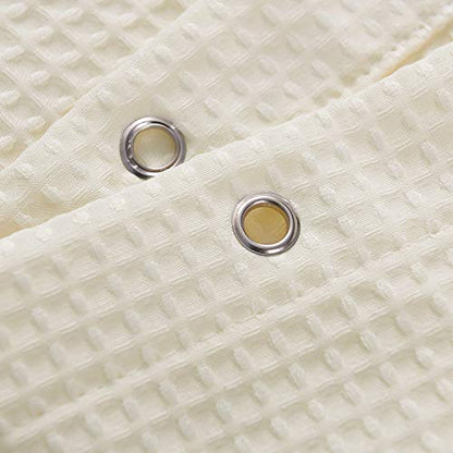 Barossa Design Waffle Weave Stall Shower Curtain Fabric 36 x 72 Inch, Cream | Hotel Luxury Spa, 230 GSM Thick Fabric, Water Repellent, Machine Washable, 36W x 72H for Small Stall - color: Cream, size: 36"W x 72"L (Pack of 1)