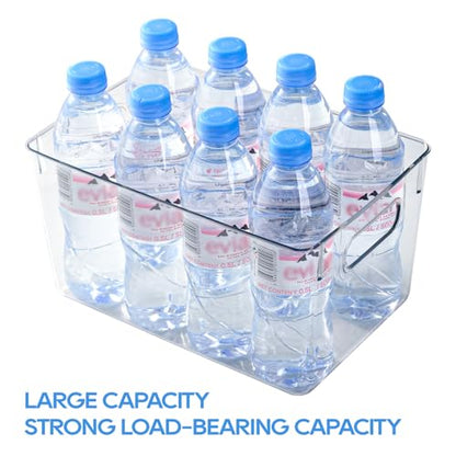 JollyPack Clear Plastic Storage Bins, 4 Pack | Pantry Organizers, Storage with Handles, Clear Storage Containers,Great for Fridge, Kitchen, Cabinet, Bathroom and Office - size: 4pack 11.2"Lx 7.5"W x 6" H