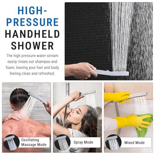 G-Promise 10 Inch All Metal Rain Shower Head with Handheld Spray (Chrome) | Suits Every Height, Pause Mode Diverter, Massage Mode Handheld, Full Body Coverage, Easy to Install, Modern Bath Upgrade - color: Chrome, size: 10 Inch