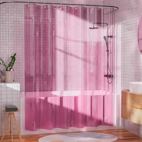 AmazerBath Pink Clear Shower Curtain Liner for Valentines, 100% EVA Soft Heavy Duty Shower Curtain and Liner 2-in-1, 72x72 Luxury Plastic Weighted Shower Liner Bathroom - color: Rainbow Vibrant Haven, size: 72"W x 72"L (Pack of 1)