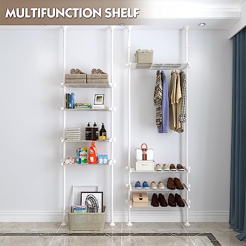 YeYeBest Over The Toilet Storage, Bathroom Organizer 4-Tier Adjustable Shelves for Small Room, Saver Space, 91 to 124 Inch Tall Stainless Steel White - color: White