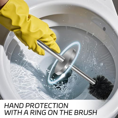 Stainless Steel Toilet Brush with Holder Set for Bathroom Storage and Organization Toilet Bowl Cleaner Brush and Holder (1, Silver) - color: Silver