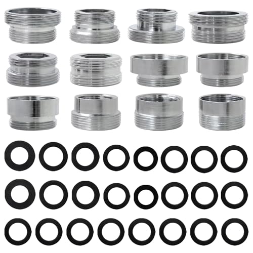 [2025 New] 12 Pcs Faucet Adapter Kit, Kitchen Aerator Adapter Male to Female Water Hose, Sink Faucet Adapter for Garden Hoses Sink Sprayers Water Filters, Standard Hose via Diverter