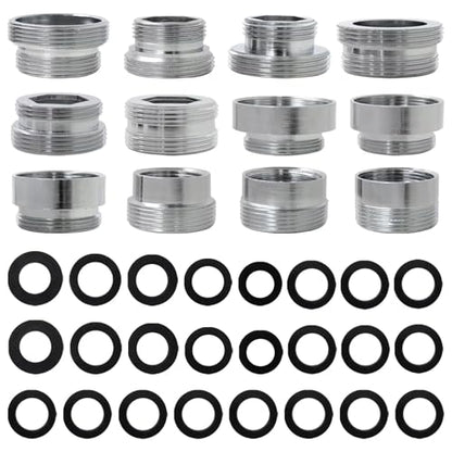 [2025 New] 12 Pcs Faucet Adapter Kit, Kitchen Aerator Adapter Male to Female Water Hose, Sink Faucet Adapter for Garden Hoses Sink Sprayers Water Filters, Standard Hose via Diverter