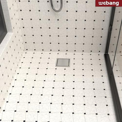 4 Inch Square Shower Drain Nickel Floor Drain with Flange Reversible 2-in-1 Cover Tile Insert Grate Removable SUS304 Stainless Steel CUPC Certified Brushed Nickel - color: Brushed Nickel, size: 4 Inch
