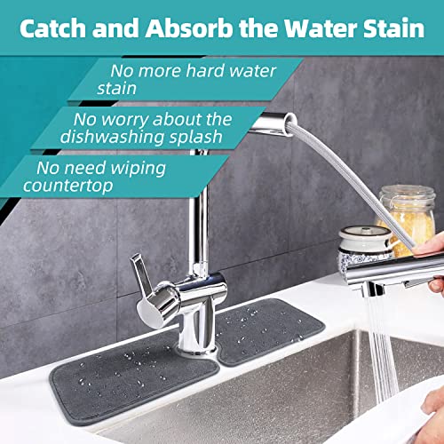 PoYang 4 Pack Faucet Mat for Kitchen Sink Splash Guard, Short 17.7x4.7 Inch | Super Absorbent Microfiber Faucet Mat, Catch Splashes and Drips, Machine Washable Sink Protectors for Kitchen, Bathroom & RV - size: 17.7" x 4.7"