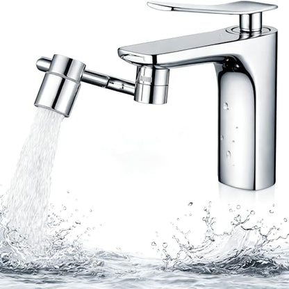 1440° Rotatable Faucet Aerator Extension - 2 Mode (Soft & Power Rinse) Universal Sink Faucet Extender for Splash Reduction, Fits Kitchen & Bathroom Faucets