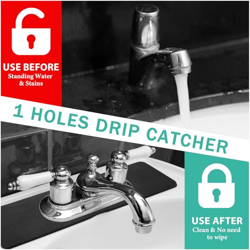 Tioncy 2 Pcs Faucet Mat Sink Splash Guard Oval-hole Oval Splash Pad for Kitchen Sink Oval Base Diatomite Faucet Mat for Bathroom Absorbent Mat Splatter Screens(Black) - color: Black