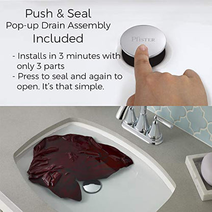 Pfister Pasadena 8 in Widespread Bathroom Sink Faucet 3 Hole Double Handle Polished Chrome Vanity Faucet with Push & Seal Drain and Pfast Connect Technology LF049PDCC - color: Polished Chrome