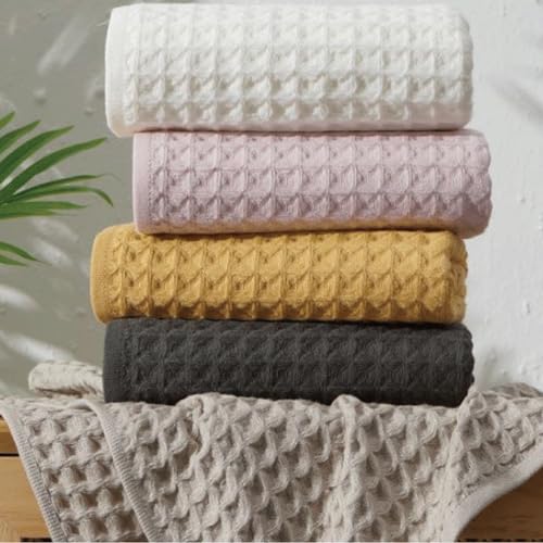 SK Studio 6 Piece Yellow Bath Towels Set Cotton Waffle Bathroom Towels | 2 Bath Towels, 2 Hand Towels, 2 Washcloths Quick Dry for College Dorm, Spa - color: Yellow