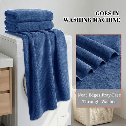 Bath Towels Set of 4 Extra Large 35 x 70 Inches,Luxury Thick High Absorbent and Quick Dry Bath Sheet,Ultra Soft Microfiber,Bathroom,Beach,Yoga,Sport,SPA,Fitness (Navy Blue) - color: Navy Blue, style: 4 Piece Bath Towels