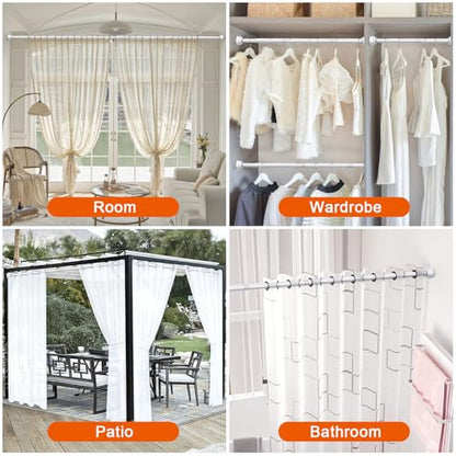TEECK Shower Curtain Rod, 32-79 inch Adjustable Tension Spring, 1 Inch Shower Curtain Rod Tension, Anti-Slip, Rust-Proof, No Drilling, for Bathroom, White - color: White, size: 32-79 Inches