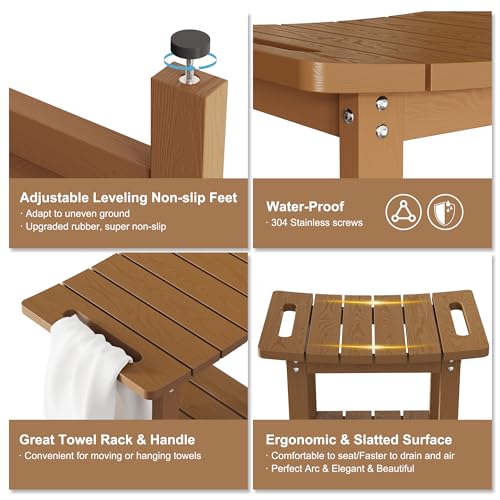 HIPS Shower Benches for Inside Shower, Shower Stool with Space-Efficient Storage Shelf, Waterproof Shower Chair Seat for Spa Bathroom(Brown) - color: Brown