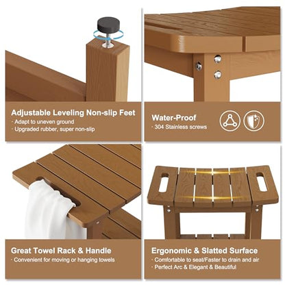 HIPS Shower Benches for Inside Shower, Shower Stool with Space-Efficient Storage Shelf, Waterproof Shower Chair Seat for Spa Bathroom(Brown) - color: Brown