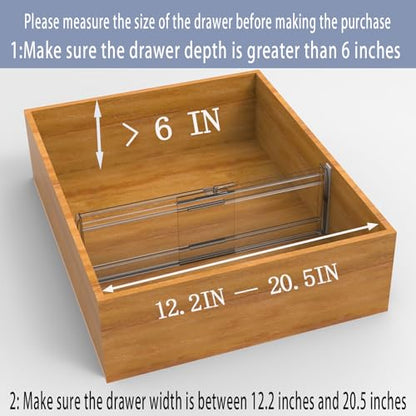 8 Pack Adjustable Drawer Dividers for Clothes,6" High Expandable From 12-20" Clear Drawer Organizers, PC Plastic Separators for Dresser/Bedroom/Bathroom/Kitchen/Office Storage - size: 8 PCS-6IN-T1-Clear